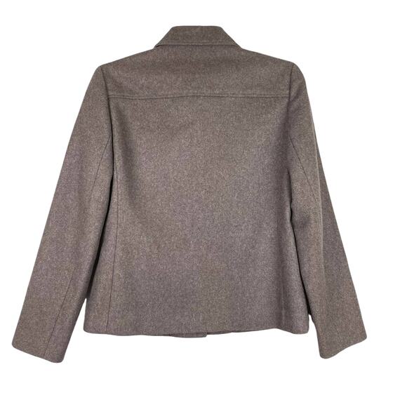 J. Crew Wool Blend Full Zip Lined Brown Jacket Size Petite Small Snap Pockets - Picture 2 of 10